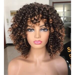 Blooming Hair 14"  Short Curl Bang Wig